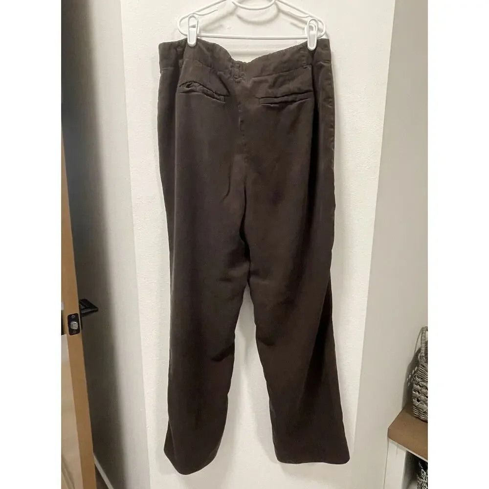 J. Jill‎ Tencel Full Wide Leg Pants Brown Size Medium